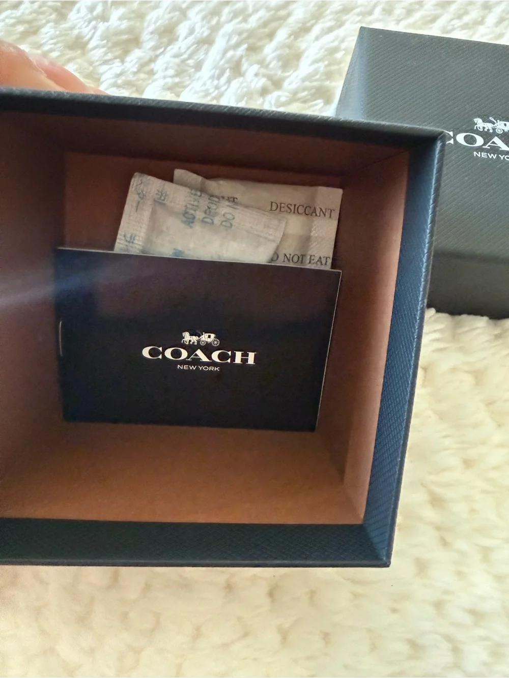 Coach Silver-Tone Round Watch with Brown Signature Strap